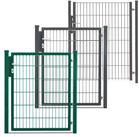 HORI® Gartentor für Doppelstabmattenzaun I Gartentür anthrazit-grau I inkl. Schloss & Beschlag I Wetterfestes Tor für Garten, Hof & Einfahrt I Modell Basic I Höhe 83 cm