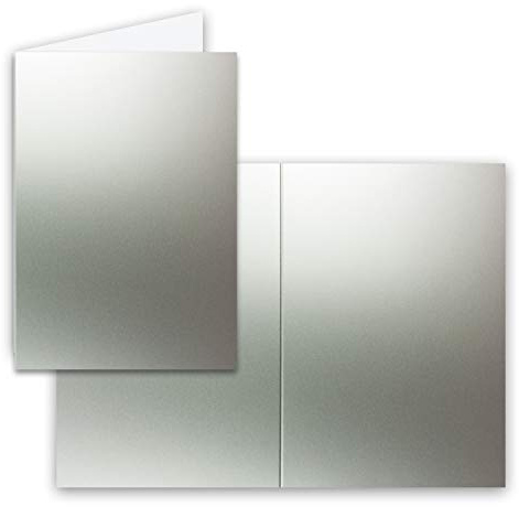 50 Faltkarten B6 - Silber metallic - Blanko Doppel-Karten - 12 x 17 cm - sehr formstabil - für Drucker geeignet - Serie: FarbenFroh