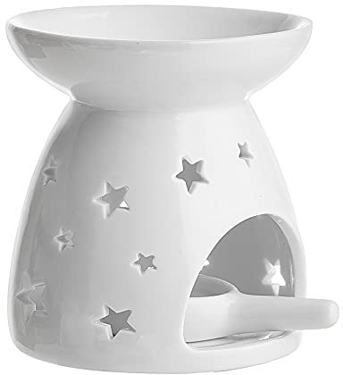 Yangtek Teelichthalter Duftlampe aus Keramik Aromalampe Öl Brenner weiß mit der Candle Löffel Aroma Diffuser Räucher Zubehör