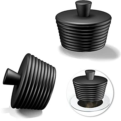 2 Stück Universal Silikon Waschbeckenstöpsel, Wasserstöpsel Waschbecken für handelsüblichen Waschbecken im Bad Badezimmer Küche Home (Schwarz)