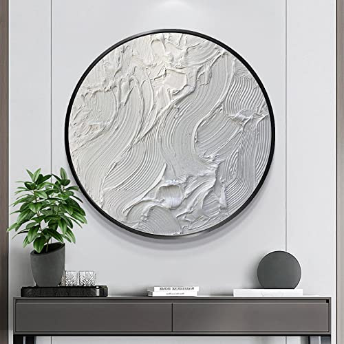 RGVV Cuadros Pintados A Mano sobre Lienzo,Pintura De Pared Extra Grande Original Pintada A Mano con Textura Obra De Arte Abstracto Olas Pintura Redonda Pinturas Al Óleo Sin Marco Decoración De Art