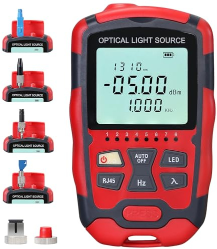 BAOSHLA A-M1315 Optical Light Source SC/FC/ST Universal Interface Single Mode Dual Wavelength 1310nm 1550nm Fiber Optic Light Source with RJ45 Test Fiber Optic Cable Tester