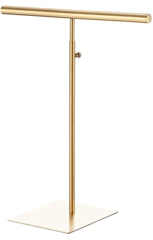 sourcing map Necklace Display Stand Adjustable Height Jewelry Rack T Bar Tabletop Purse Holder for Home Boutique Store - Gold