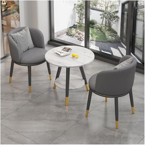 Büro Empfangsraum Clubtisch,Runder Esstisch Mit 2 Stühlen Set,Besprechungstisch Mit Stühlen,Büro Konferenztische,Couchtisch Und Stuhl-Set,Platzsparende Möbel,Empfangsraum,Kleiner Raum,Küche (Color :