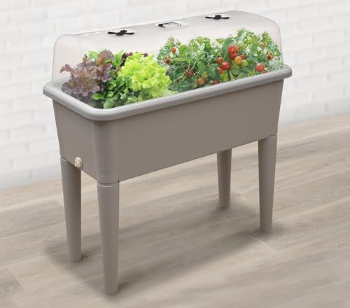 Garden Store Direct Raised Bed Grow Table XXL Flower Pot. 5 Colours With Grow Lid & Self Watering System. Perfect for Growing (Grey)