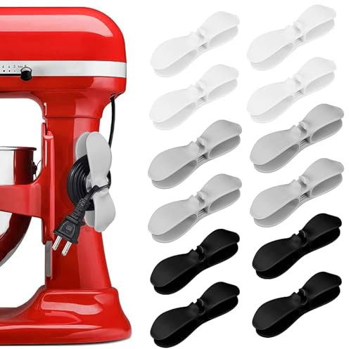 Salubohum 12 Stück Kabel Organizer, Kabelaufwickler, Kabelhalter Selbstklebend, Tpr-Material, Geeignet für Küchengeräte Wie Mixer, Reiskocher, Air Fryer (3 Farben)
