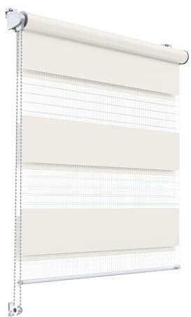 Stylo Rollos Tag Nacht – Fensterrollo – Ohne Bohren – Universeller Mechanismus – Einfache Montage – Rollos auf Schnur – Halbtransparent – Verdunkelnd – Innenrollos - 66x220 cm Creme
