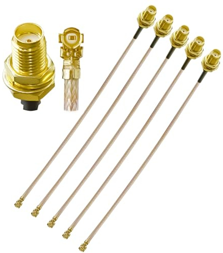 Ahoaepy 5 st RG178 UFL SMA koaxialkabel pigtail jumper, SMA hona till U.FL IPX MHF1 koaxkabel 10 cm (4 tum) förlängningskabel med låg förlust för Wi-Fi-radior, antenn, mini PCI