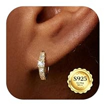 Dochais Damen Ohrringe Gold Chunky Creolen Ohrringe Hypoallergene 14K Gold Vergoldete Creolen Kleine Huggie Teardrop Ohrring (Gold/Silber)