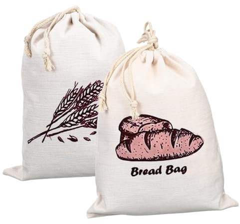 Cabilock 2 Stück Brotbeutel Aus Leinen Waschbar Sauerteigbrot Vorratsbehälter Mit Kordelzug Für Selbstgemachte Brötchen Und Gebäck