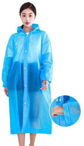 BeLongsYou 7 Pezzi Poncho Riutilizzabile Impermeabile Portatile Impermeabile da Viaggio Impermeabile Eva Set Impermeabile Adulto Maschio Femmina All'aperto Escursionismo Campeggio,Blu,One Size