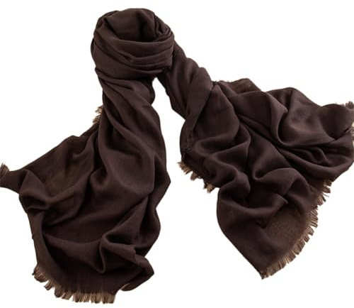 Pmnzdy Damen Reine Farbe Baumwolle Leinen Schal 100 x 180cm Stola Sonnenschutz Strand Halstuch lang dünn Seidenschals Abendkleid Hochzeit Scarves Wild Mode schlicht Geschenk Dunkelbraun