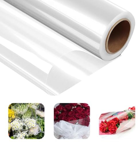 Klare Cellophanfolie, 80cm X 50m Geschenkfolie Transparent, 3 Mil Klare Cellophan Rolle, Cellophan Geschenkpapier Rolle, Klares Verpackungspapier, Zellophanfolie Transparent Für Blumen Geschenkkörbe