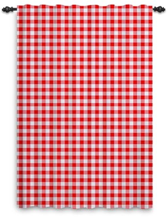 ggaimwf Gingham Vorhänge Strukturiert Rot und Weiß,135x175cm,1 Stück | Vichy-Karos vorhänge.Bauernhaus Klassisch Vorhänge.Vorhänge für Wohnzimmer Fensterbehandlungen Schlafzimmer Kinderzimmer