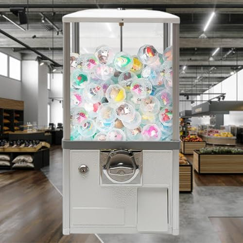 pealiritansemen Mini Vending Machine, Coin Operated Candy Dispenser, Vending Machine Prize Machine Gumball Machine For Bookstores, Retail Stores, Amusement Parks,White