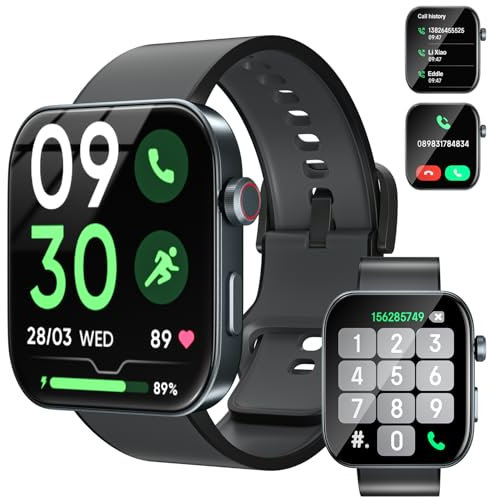 Smart Watch for Men Women,1.99’’ HD Touch Screen Fitness Watch Answer/Make Calls 100+ Sports Modes Activity Tracker, Waterproof Heart Rate Sleep Monitor Step Counter for Android iOS phones - Black