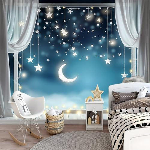 Vlies Fototapete 200 x 140 cmFoto Tapete Blau Schlafzimmer Wohnzimmer Moderne Vliestapete XXL Bildtapete 3d Effekt Wand Dekoration - Weltall Tapete