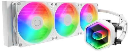 Cooler Master 360 Core II Liquid CPU AIO Cooler – 360mm Radiator, 3X ARGB PWM Fans, Infinity Mirror Dual-Chamber Pump, Quiet Cooling & Easy Installation, AMD AM5/AM4 & Intel LGA 1851/1700, White