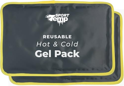 Hot & Cold Reusable Gel Packs (Medium, 2 Pack) Flexible Soft Compress - Ice & Heat Therapy for Injuries, Back, Shoulder, Hip, Knee, Joint Pain, Swelling, Bruises, Post Surgery - Sport Temp