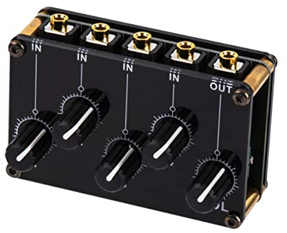 Toyvian 4 miscelazione mini mixer audio dal mixer di linea stereo miscelatore audio stereo mixer audio tascabile portatile rame Nero