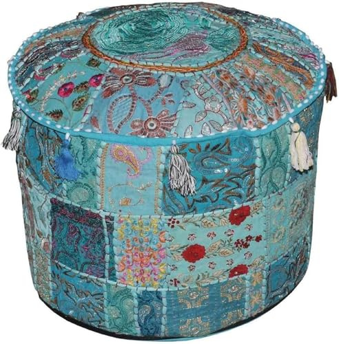 Arprani Ottoman Pouf Cover Dekorative Patchwork Bequeme Ottomane Ethno Baumwolle Kissen Sitzsack Designs Boden Bestickt Pouf Bezug