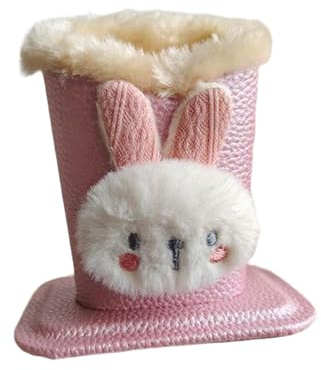 Oshhni Porte-lunettes doublé en peluche, organiseur de rangement robuste et polyvalent pour lunettes, motif dessin animé, pour bureau, Lapin Rose