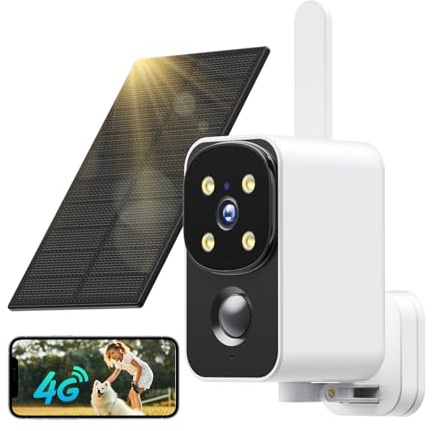 PESAIR 4G LTE Überwachungskamera Aussen Solar mit SIM Karte, 180° Kabellose Überwachungskamera Außen mit PIR-Bewegungserkennung, Farbige Nachtsicht, Zwei-Wege-Audio, TF/Cloud, 9000mAh, IP65