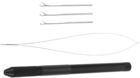 Herramienta de Cuentas Cabello con Mango de Aluminio Negro | Juego de 1 Pieza con 3 Puntas, para Peinado DIY y Mantenimiento de Rastas