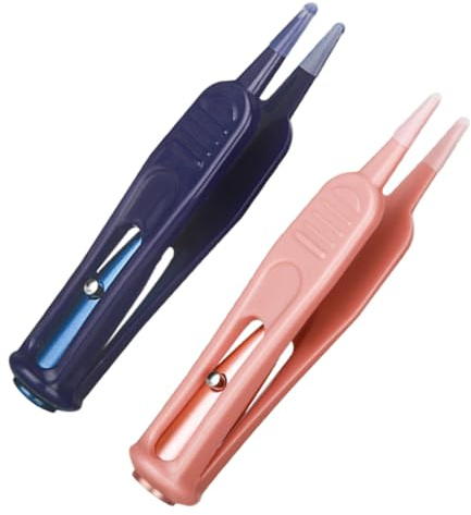 POPETPOP 2pcs Baby Nose Cleaning Tweezers Round Tip and Anti-Skid Surface Handle, Multi-Purpose Plastic Earwax and Nose Picker Tool for Infant and Baby Care