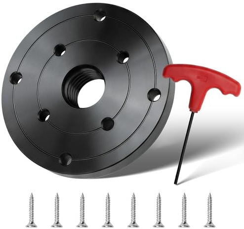 SAIBOO Pannello Tornito per Legno da 100 mm, Pannello Flangia con Chiave a T e Accessori, per mandrino da 1X8TPI, Progettato per Torni di Precisione, Rettifica e Fresatura