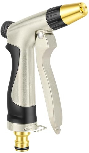 ANOMM Pistola Pulverizadora de Metal, Manguera de Jardín Resistentes | Pistola de Agua a Presión con Boquilla 3 Patrones de Riego, para Regar Plantas y Césped, Lavado de Coches, Patio y Mascotas