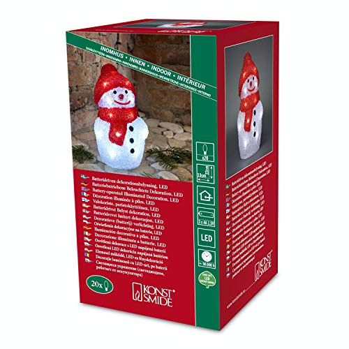 Konstsmide LED Acryl Schneemann, klein, 20 kalt weiße Dioden, batteriebetrieben, Innen, 3 x AA 1.5V (exkl.) - 6175-203