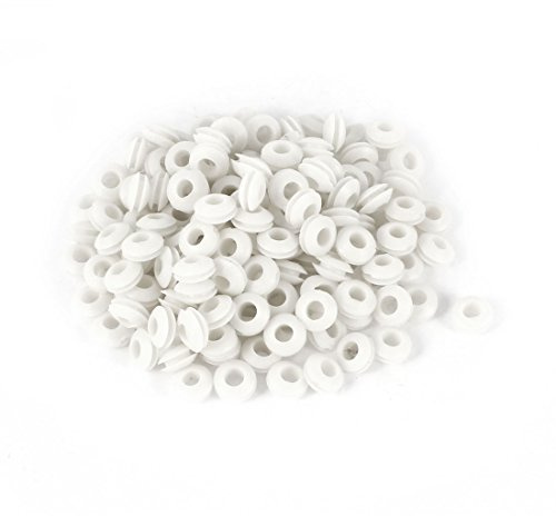 sourcing map Goma Blanca Cableado Ojales Anillo Cable Protector 300Pcs | 5 mm x 10 mm