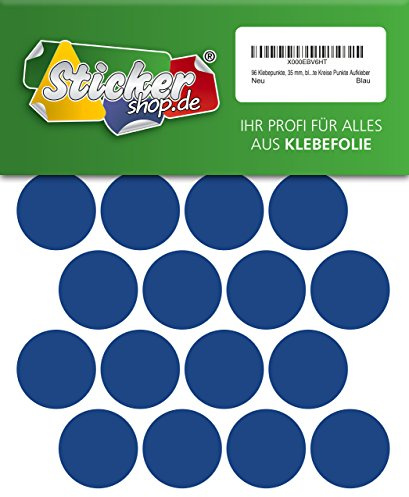 96 Klebepunkte, 35 mm, blau, aus PVC Folie, wetterfest, Markierungspunkte Kreise Punkte Aufkleber