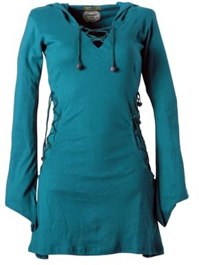 Vishes Elfenkleid mit Zipfelkapuze & Schnürbändern | Handgefertigt aus 100% Baumwolle | Ideal für Herbst & Frühjahr | Nachhaltige Alternative Bekleidung
