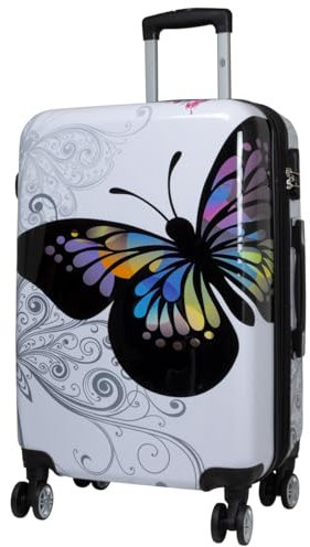 Bowatex Weiße Schmetterling Reisekoffer Mittlerer 80Li Rollen Motiv Koffer 67 cm