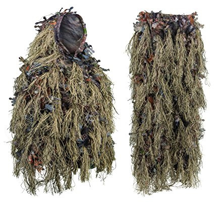North Mountain Gear Hybrid Ghillie Suit For Men - Lightweight Hunting Airsoft Camouflage - Woodland Brown - X-Large / 2X-Large