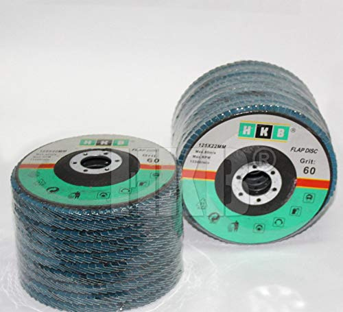 HKB Fächerschleifscheibe, 125x22mm, Korn 60, blau, 20 Stück | Zirkon, Für Edelstahl, Metall, INOX, Für Flex und Winkelschleifer, Schruppscheibe, Art-Nr. 50092