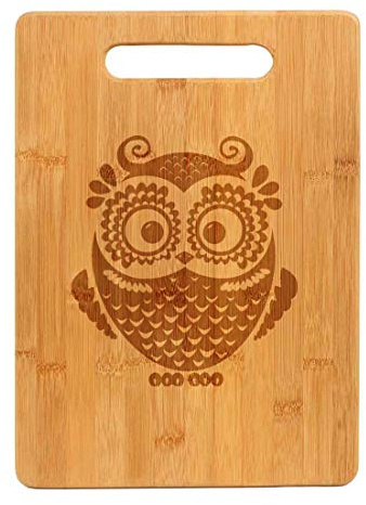 Bamboo Wood Cutting Board Owl Vintage