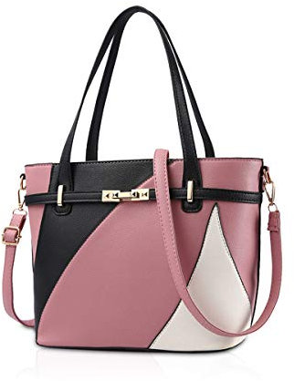 NICOLE & DORIS Sac à Main Femme Sac Bandoulière Femme Cabas Sacs portés épaule PU Cuir avec bandoulière Ajustable Rose