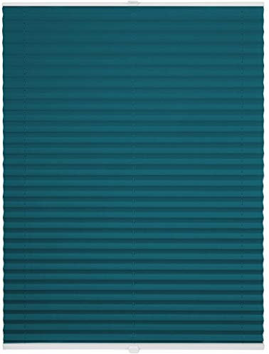 ondeco Plissee ohne Bohren mit Klemmträger, Sonnenschutz für Fenster innen, Jalousien Fenster ohne Bohren Blickdicht, Faltrollo Sichtschutz für Tür Fensterrahmen, Rollo Petrol 85x130 cm