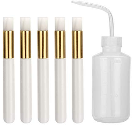 ATOMUS Eyelash Extension Cleaning Kit 5pcs Eyelash Cleaning Brushes with 1pc 250ml Safety Eyelash Cleaning Washing Bottle for Eyelash Extension Eyelash Cleanser Tool Supplies