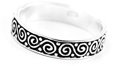 Windalf Celtic Irish Silberring NAMU 5 mm Bohemian Midi-Ring mit Doppelspiralen 925 Sterling-Silber (Silber, 58 (18.5))
