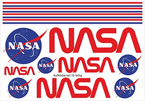 beihaasnatuerlich® Sticker NASA – 13-Piece Sticker Set – Car Sticker – Emblem – Contour Cut – Astronaut – Space – for Car, Motorcycle, RC Model Making
