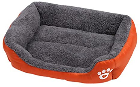 Haustier-Hundebett für kleine, mittelgroße und große Hunde, rutschfest, orthopädisches Hundesofa, bequeme Katze, Hundedecke, Kissen, Tiefschlafmatratze, Washbale (S), Orange