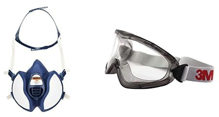 3M Masque protection pour pulvérisation de peinture 4255+, A2P3, 1 paquet & Lunettes-masque de sécurité 2890SA, Classic
