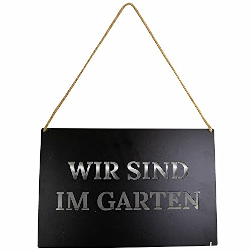 Goldschmidt Schild zum Aufhängen | Dekoschild Größe: 30 x 20cm | Deko für den Garten Sommer (Wir sind im Garten)