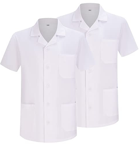 MISEMIYA - Pack 2 Unités - Blouse Laboratoire Unisexe - Robe Blanche Laboratoire Homme - Blouse Medico Femme - Robe de Laboratoire Homme 8165, blanc, M
