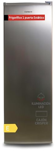Corberó – Frigorífico 1 Puerta | CCLH18524SF | 331L | Enfriamiento Estático | Iluminación LED | Crisper para Verduras | 40 dB | Blanco/Inox