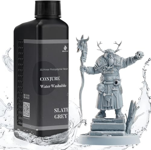 Conjure Wasserlösliches Harz Grau 1 kg für 3D Drucker | Wasserabwaschbares Photopolymerharz 405 nm, Hohe Präzision, geringe Schrumpfung, Für LCD/DLP/MSLA Drucker